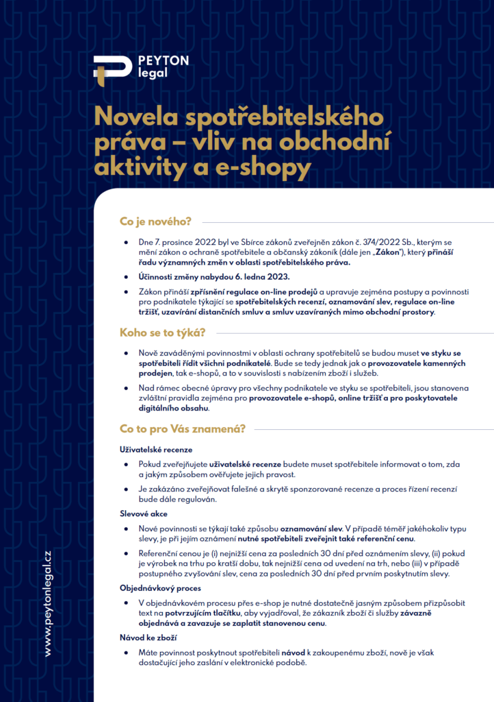 Novela spotřebitelského práva - vliv na obchodní aktivity a e-shopy 1