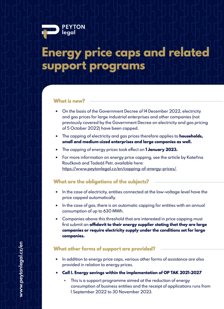 Energy price caps and related support programs 1